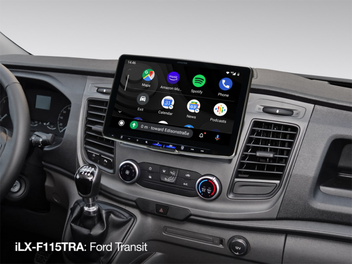 Alpine Halo 11 iLX-F115TRA multimediasoitin Ford Transit Customiin