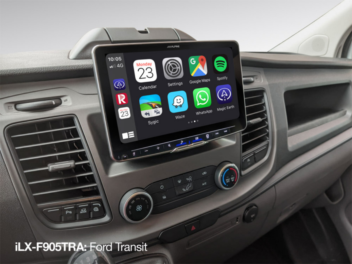 Alpine Halo 9 iLX-F905TRA multimediasoitin Ford Transit Customiin