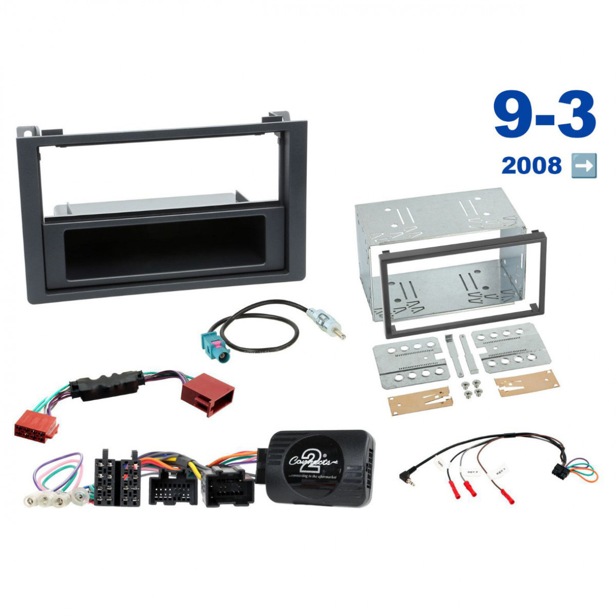 AH-KIT-SAAB01 SAAB 9-3 2008-> 1-2 DIN soittimen asennussarja