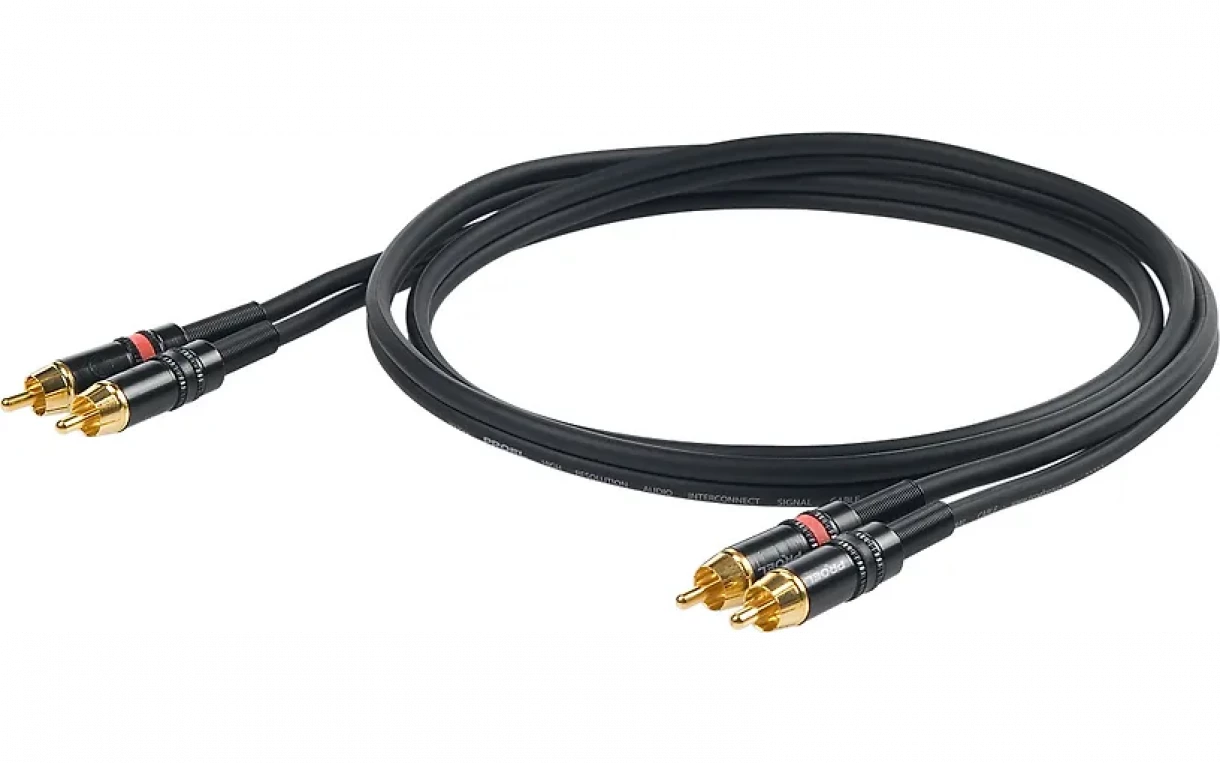 PROEL 2 x RCA uros - 2 x RCA uros, 3m, musta