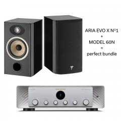 Stereopaketti Marantz MODEL 60n hopea + Focal Aria EVO X N°1, musta