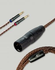 Premium mono 3.5 mm - 4 PIN XLR balansoitu PCUHD kuulokekaapeli, kupari