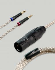 Premium mono 3.5 mm - 4 PIN XLR balansoitu PCUHD kuulokekaapeli, hopeoitu