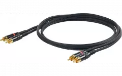 PROEL 2 x RCA uros - 2 x RCA uros, 3m, musta